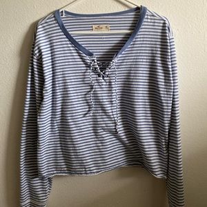 Striped long sleeve crop top